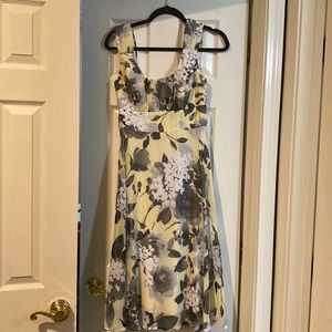 Yellow Dress with Black and White Flowers